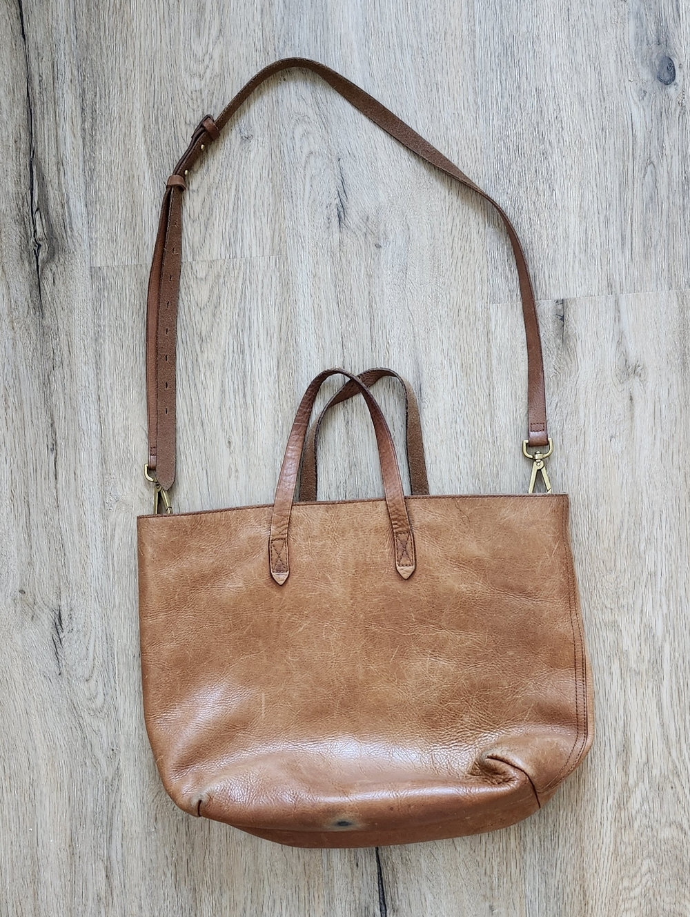 Madewell Zip-Top Transport Carry All Leather Tote Bag with Flaws